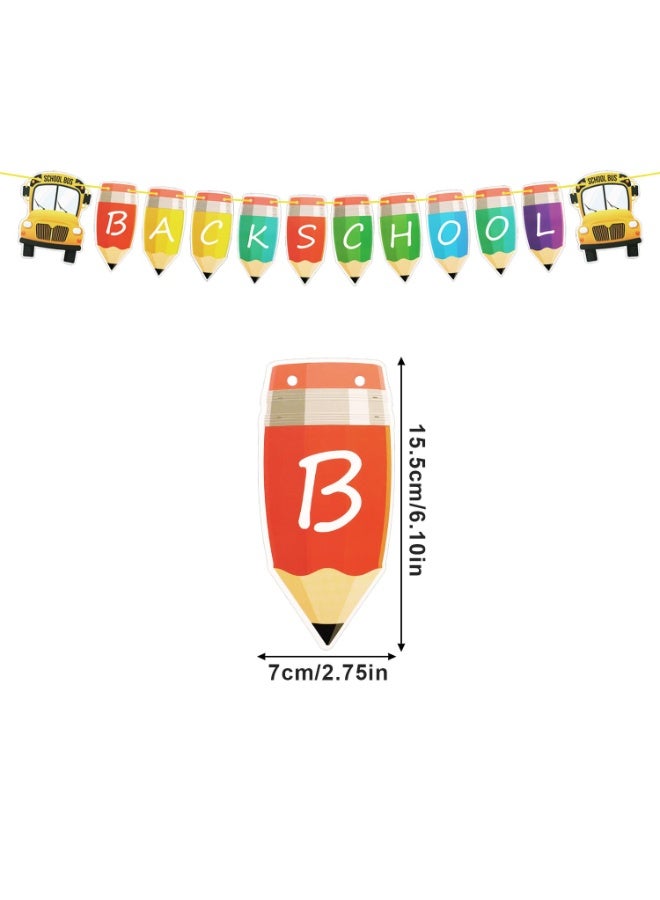 Mordely Back To School Banner, Creative Pencil Banner First Day Of School Banner Welcome Back To School Banner for Classroom Teacher Office School Activities - Image 3